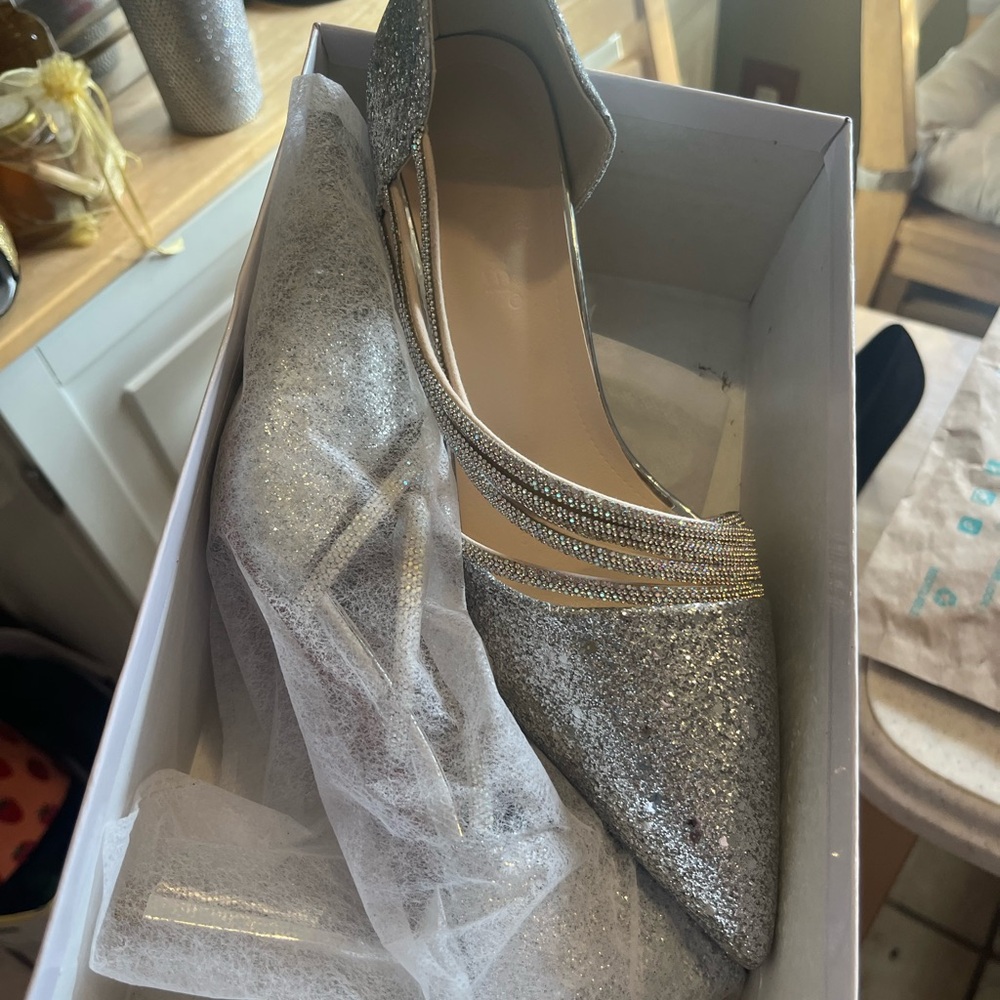 SHEIN Silver Glitter Heels